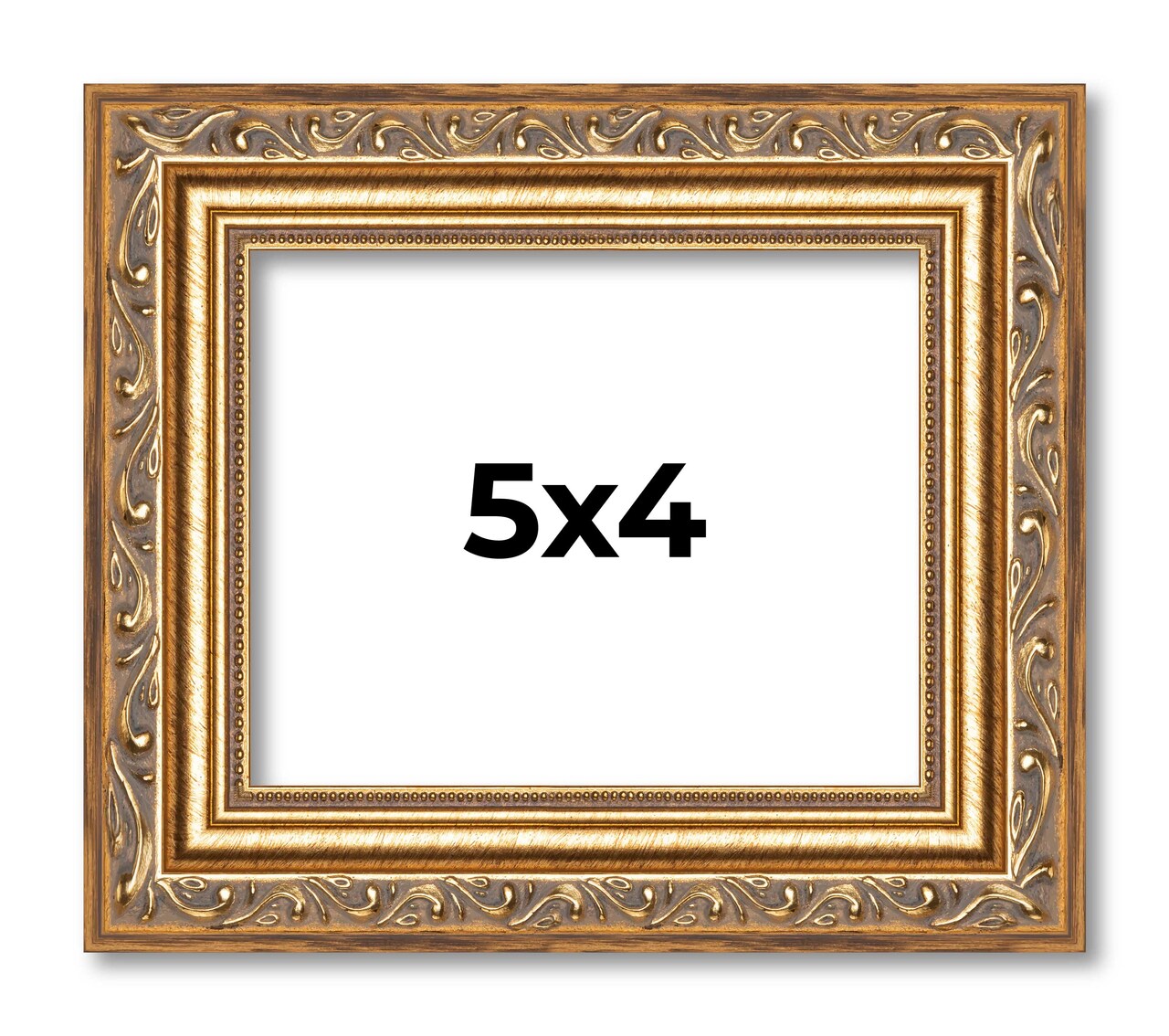5x4 Solid Wood Antique Picture Frame with UV-Resistant Acrylic & Acid-Free Backing, Available in 4 Finishes: Bronze, Gold, Silver, and Gold with Black